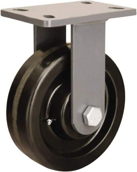 Hamilton - 8" Diam x 2-1/2" Wide x 10-1/4" OAH Top Plate Mount Rigid Caster - Phenolic, 2,000 Lb Capacity, Tapered Roller Bearing, 5 x 7" Plate - Exact Industrial Supply