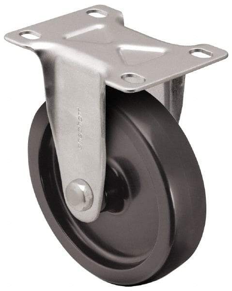 Shepherd - 5" Diam x 1-1/4" Wide x 6-1/4" OAH Top Plate Mount Rigid Caster - Polyolefin, 300 Lb Capacity, Plain Bearing, 2-5/8 x 3-3/4" Plate - Exact Industrial Supply