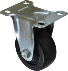 Shepherd - 3" Diam x 1-1/4" Wide x 4-1/4" OAH Top Plate Mount Rigid Caster - Soft Rubber, 150 Lb Capacity, Nylon Bearing, 2-5/8 x 3-3/4" Plate - Exact Industrial Supply