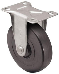 Shepherd - 5" Diam x 1-1/4" Wide x 6-1/4" OAH Top Plate Mount Rigid Caster - Hard Rubber, 280 Lb Capacity, Nylon Bearing, 2-5/8 x 3-3/4" Plate - Exact Industrial Supply