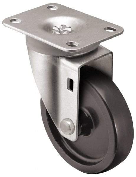Shepherd - 3" Diam x 1-1/4" Wide x 4-1/4" OAH Top Plate Mount Swivel Caster - Polyolefin, 250 Lb Capacity, Plain Bearing, 2-5/8 x 3-3/4" Plate - Exact Industrial Supply