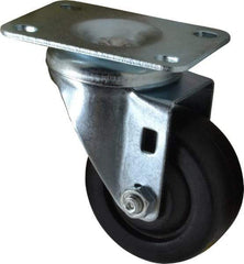 Shepherd - 3" Diam x 1-1/4" Wide x 4-1/4" OAH Top Plate Mount Swivel Caster - Soft Rubber, 150 Lb Capacity, Nylon Bearing, 2-5/8 x 3-3/4" Plate - Exact Industrial Supply