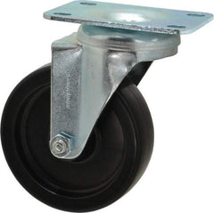 Shepherd - 4" Diam x 1-1/4" Wide x 5-1/4" OAH Top Plate Mount Swivel Caster - Polyolefin, 275 Lb Capacity, Plain Bearing, 2-5/8 x 3-3/4" Plate - Exact Industrial Supply