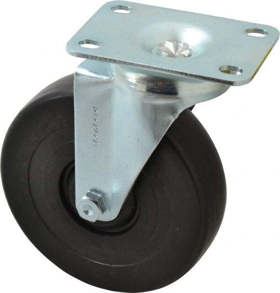Shepherd - 5" Diam x 1-1/4" Wide x 6-1/4" OAH Top Plate Mount Swivel Caster - Polyolefin, 280 Lb Capacity, Nylon Bearing, 2-5/8 x 3-3/4" Plate - Exact Industrial Supply