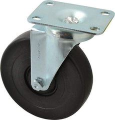 Shepherd - 5" Diam x 1-1/4" Wide x 6-1/4" OAH Top Plate Mount Swivel Caster - Polyolefin, 280 Lb Capacity, Nylon Bearing, 2-5/8 x 3-3/4" Plate - Exact Industrial Supply