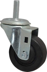 Shepherd - 3" Diam x 1-1/4" Wide x 4-1/8" OAH Stem Mount Swivel Caster - Hard Rubber, 250 Lb Capacity, Nylon Bearing, 1/2-13 x 1" Threaded Stem - Exact Industrial Supply