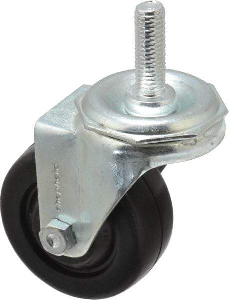 Shepherd - 3" Diam x 1-1/4" Wide x 4-1/8" OAH Stem Mount Swivel Caster - Hard Rubber, 150 Lb Capacity, Nylon Bearing, 1/2-13 x 1-1/2" Threaded Stem - Exact Industrial Supply
