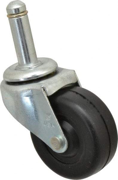 Shepherd - 2" Diam x 13/16" Wide x 2-5/8" OAH Stem Mount Swivel Caster - Soft Rubber, 80 Lb Capacity, Nylon Bearing, 7/16 x 1-7/16" Friction Stem - Exact Industrial Supply