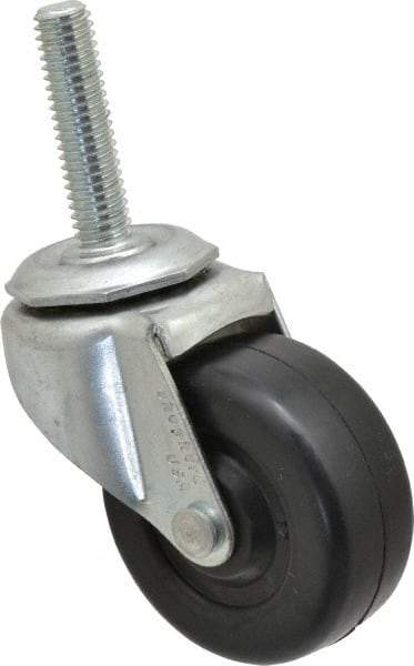 Shepherd - 2" Diam x 13/16" Wide x 2-5/8" OAH Stem Mount Swivel Caster - Soft Rubber, 80 Lb Capacity, Nylon Bearing, 3/8-16 x 1-1/2" Threaded Stem - Exact Industrial Supply