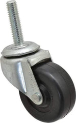 Shepherd - 2" Diam x 13/16" Wide x 2-5/8" OAH Stem Mount Swivel Caster - Soft Rubber, 80 Lb Capacity, Nylon Bearing, 3/8-16 x 1-1/2" Threaded Stem - Exact Industrial Supply