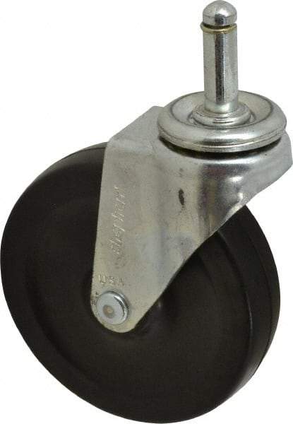 Shepherd - 4" Diam x 15/16" Wide x 4-3/4" OAH Stem Mount Swivel Caster - Soft Rubber, 125 Lb Capacity, Nylon Bearing, 7/16 x 1-7/16" Friction Stem - Exact Industrial Supply