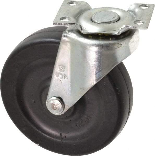 Shepherd - 3" Diam x 13/16" Wide x 3-1/2" OAH Top Plate Mount Swivel Caster - Soft Rubber, 110 Lb Capacity, Nylon Bearing, 1-3/16 x 2" Plate - Exact Industrial Supply