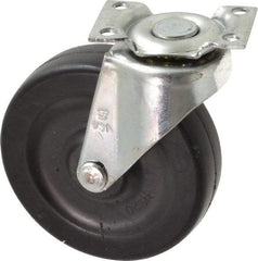 Shepherd - 3" Diam x 13/16" Wide x 3-1/2" OAH Top Plate Mount Swivel Caster - Soft Rubber, 110 Lb Capacity, Nylon Bearing, 1-3/16 x 2" Plate - Exact Industrial Supply