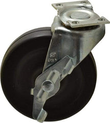 Shepherd - 3" Diam x 13/16" Wide x 3-1/2" OAH Top Plate Mount Swivel Caster with Brake - Soft Rubber, 110 Lb Capacity, Nylon Bearing, 1-3/16 x 2" Plate - Exact Industrial Supply