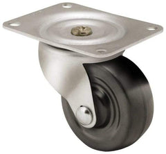 Shepherd - 3" Diam x 1-1/4" Wide x 3-13/16" OAH Top Plate Mount Swivel Caster - Soft Rubber, 150 Lb Capacity, Nylon Bearing, 3-1/8 x 4-1/8" Plate - Exact Industrial Supply