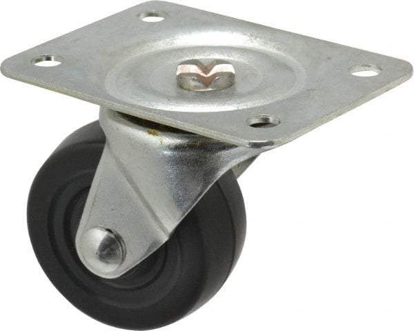 Shepherd - 2-1/2" Diam x 1-1/8" Wide x 3-1/4" OAH Top Plate Mount Swivel Caster - Hard Rubber, 175 Lb Capacity, Nylon Bearing, 2-3/4 x 3-7/8" Plate - Exact Industrial Supply