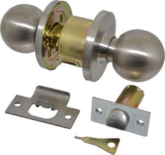 Master Lock - Up to 1-3/4" Door Thickness, Brushed Chrome Passage Knob Lockset - 2-3/4" Back Set, Keyless Cylinder - Exact Industrial Supply
