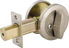Master Lock - Up to 2" Door Thickness, Brushed Chrome Finish, One Sided Deadbolt - Keyless Cylinder - Exact Industrial Supply