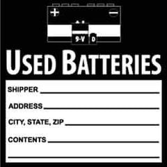 NMC - Hazardous Materials Label - Legend: Used Batteries, English, Black & White, 6" Long x 6" High, Sign Muscle Finish - Exact Industrial Supply