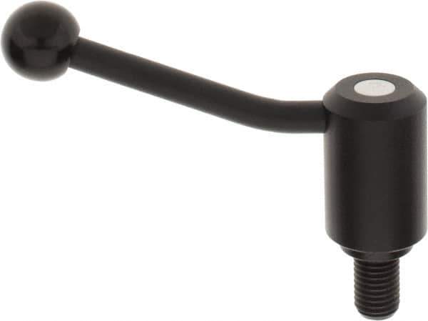 KIPP - 3/4-10, 1.61" Hub Diam, Steel Threaded Stud Adjustable Tension Lever with 20° Handle - 1.18" Stud Length, 5.06" OAL, 3.52" High - Exact Industrial Supply