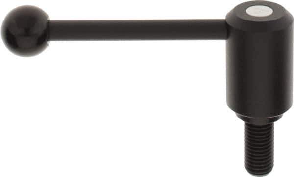 KIPP - 3/4-10, 1.61" Hub Diam, Steel Threaded Stud Adjustable Tension Lever with 0° Handle - 1.57" Stud Length, 5.3" OAL, 2.22" High - Exact Industrial Supply