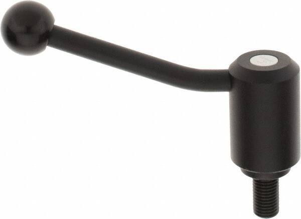 KIPP - M16 x 2.0, 1.61" Hub Diam, Steel Threaded Stud Adjustable Tension Lever with 20° Handle - 1.18" Stud Length, 5.06" OAL, 3.52" High - Exact Industrial Supply