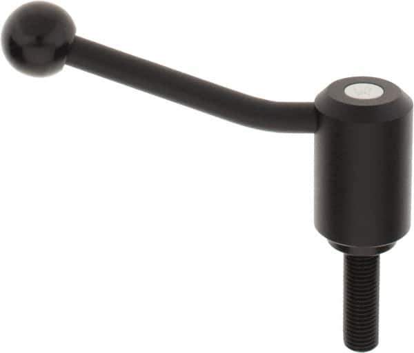 KIPP - M16 x 2.0, 1.61" Hub Diam, Steel Threaded Stud Adjustable Tension Lever with 20° Handle - 1.97" Stud Length, 5.06" OAL, 3.52" High - Exact Industrial Supply