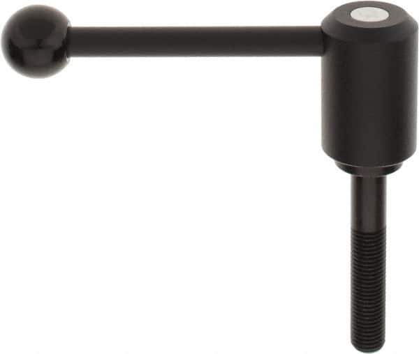 KIPP - M16 x 2.0, 1.61" Hub Diam, Steel Threaded Stud Adjustable Tension Lever with 0° Handle - 3.54" Stud Length, 5.3" OAL, 2.22" High - Exact Industrial Supply