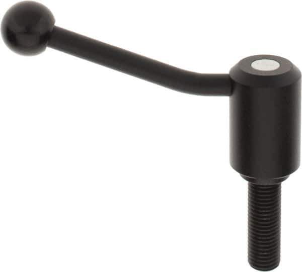 KIPP - M20 x 2.5, 1.61" Hub Diam, Steel Threaded Stud Adjustable Tension Lever with 20° Handle - 2.36" Stud Length, 5.06" OAL, 3.52" High - Exact Industrial Supply