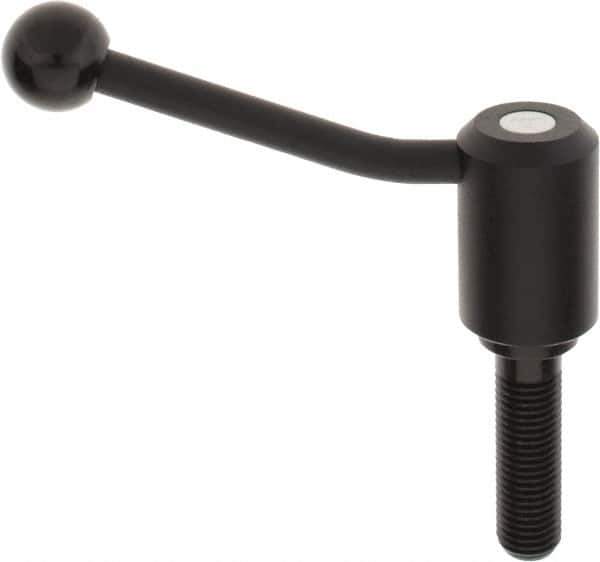 KIPP - M20 x 2.5, 1.61" Hub Diam, Steel Threaded Stud Adjustable Tension Lever with 20° Handle - 2-3/4" Stud Length, 5.06" OAL, 3.52" High - Exact Industrial Supply