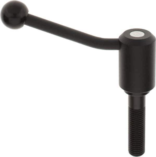 KIPP - M20 x 2.5, 1.61" Hub Diam, Steel Threaded Stud Adjustable Tension Lever with 20° Handle - 3.15" Stud Length, 5.06" OAL, 3.52" High - Exact Industrial Supply