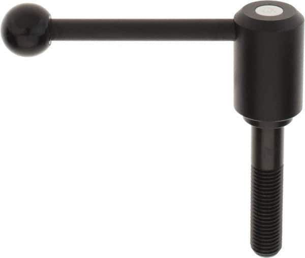 KIPP - M20 x 2.5, 1.61" Hub Diam, Steel Threaded Stud Adjustable Tension Lever with 0° Handle - 3.54" Stud Length, 5.3" OAL, 2.22" High - Exact Industrial Supply