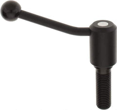 KIPP - M24 x 3.0, 1.61" Hub Diam, Steel Threaded Stud Adjustable Tension Lever with 20° Handle - 2-3/4" Stud Length, 5.06" OAL, 3.52" High - Exact Industrial Supply