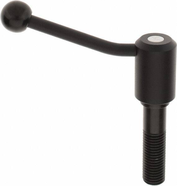 KIPP - M24 x 3.0, 1.61" Hub Diam, Steel Threaded Stud Adjustable Tension Lever with 20° Handle - 3.54" Stud Length, 5.06" OAL, 3.52" High - Exact Industrial Supply