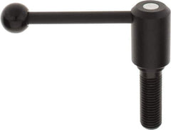 KIPP - M24 x 3.0, 1.61" Hub Diam, Steel Threaded Stud Adjustable Tension Lever with 0° Handle - 2-3/4" Stud Length, 5.3" OAL, 2.22" High - Exact Industrial Supply