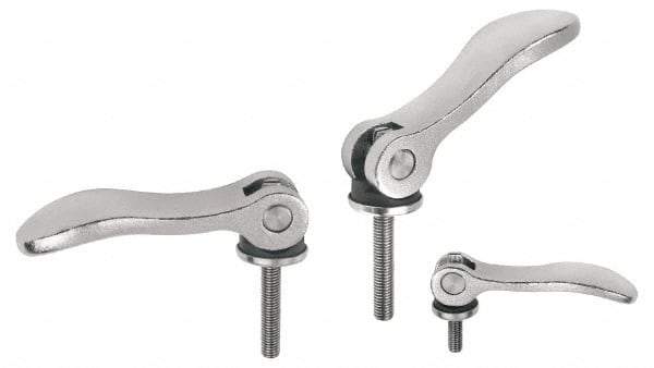 KIPP - M5 x 0.8, 0.59" Hub Diam, Stainless Steel Adjustable Clamping Handle - 1.57" Stud Length - Exact Industrial Supply