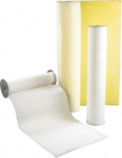 Made in USA - 65' Long x 26-1/4" Wide x 3/4" Thick Synthetic Automatic Air Filter Media Roll - MERV 4, 72% Arrestance Efficiency, 500 FPM Max Air Flow, 0.07" wpg Init Resist, 1" wpg Final Resist, Use with Any Unit - Exact Industrial Supply