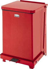 Rubbermaid - 7 Gal Square Unlabeled Trash Can - 17" High x 12" Long x 12" Wide, Red, Stainless Steel - Exact Industrial Supply