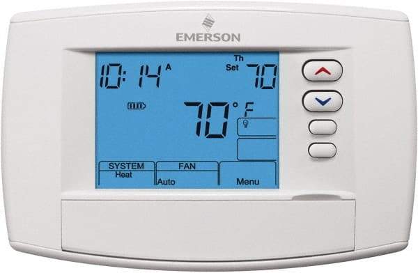 White-Rodgers - 45 to 99°F, 4 Heat, 2 Cool, Premium Commercial Digital 7 Day Programmable Universal Multi-Stage or Heat Pump Thermostat - 0 to 30 Volts, Horizontal Mount, Electronic Contacts Switch - Exact Industrial Supply