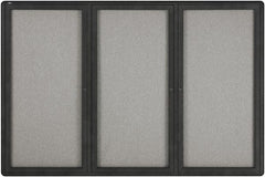 Quartet - 72" Wide x 48" High Enclosed Cork Bulletin Board - Gray - Exact Industrial Supply