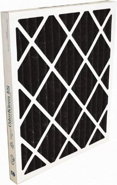 Made in USA - 12" Noml Height x 20" Noml Width x 2" Noml Depth, 30 to 35% Capture Efficiency, Wire-Backed Pleated Air Filter - MERV 8, Synthetic with Activated Carbon, Integrated Beverage Board Frame, 500 Max FPM, 830 CFM, For Any Unit - Exact Industrial Supply