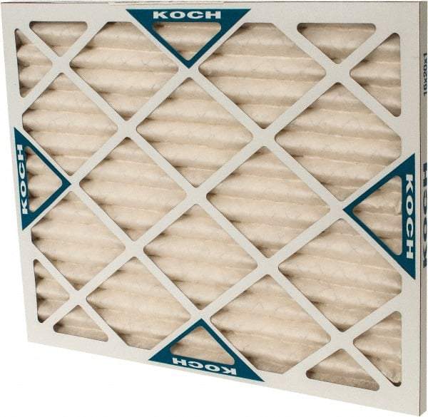 Made in USA - 16" Noml Height x 20" Noml Width x 1" Noml Depth, 30 to 35% Capture Efficiency, Wire-Backed Pleated Air Filter - MERV 8, Synthetic with Antimicrobial Protection, Integrated Beverage Board Frame, 300 Max FPM, 670 CFM, For Any Unit - Exact Industrial Supply