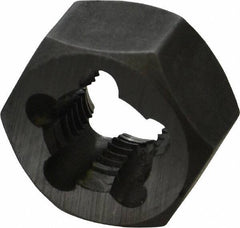 Interstate - M11x1.25 Metric Fine Thread, 25/32" Hex, Right Hand Thread, Hex Rethreading Die - Carbon Steel, 7/16" Thick - Exact Industrial Supply