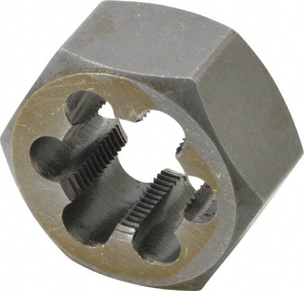 Interstate - M20x1.25 Metric Special Thread, 1-7/16" Hex, Right Hand Thread, Hex Rethreading Die - Carbon Steel, 3/4" Thick - Exact Industrial Supply