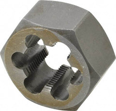 Interstate - M20x1.25 Metric Special Thread, 1-7/16" Hex, Right Hand Thread, Hex Rethreading Die - Carbon Steel, 3/4" Thick - Exact Industrial Supply