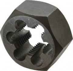 Interstate - M22x2.00 Metric Fine Thread, 1-5/8" Hex, Right Hand Thread, Hex Rethreading Die - Carbon Steel, 7/8" Thick - Exact Industrial Supply