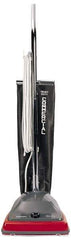 Sanitaire - Single Motor Lightweight Upright Vacuum Cleaner - 12" Cleaning Width, 5" Amps, Comfort Hand Grip, Gray with Black Bag - Exact Industrial Supply