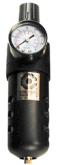 Coilhose Pneumatics - 1/4" NPT Port Compact 1 Piece Filter/Regulator FRL Unit - Zinc Bowl, 48 SCFM, 250 Max psi, 8" High, Manual Drain - Exact Industrial Supply