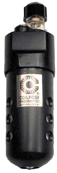 Coilhose Pneumatics - 1/4 NPT Port, 250 Max psi, Compact Lubricator - Metal Bowl with Sight Glass, Cast Aluminum Body, 23 CFM, 250°F Max, 2" Wide x 6-1/2" High - Exact Industrial Supply