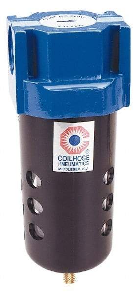 Coilhose Pneumatics - 3/8" Port Coalescing Filter - Polycarbonate Bowl, 0.3 Micron Rating, 7-1/2" High - Exact Industrial Supply